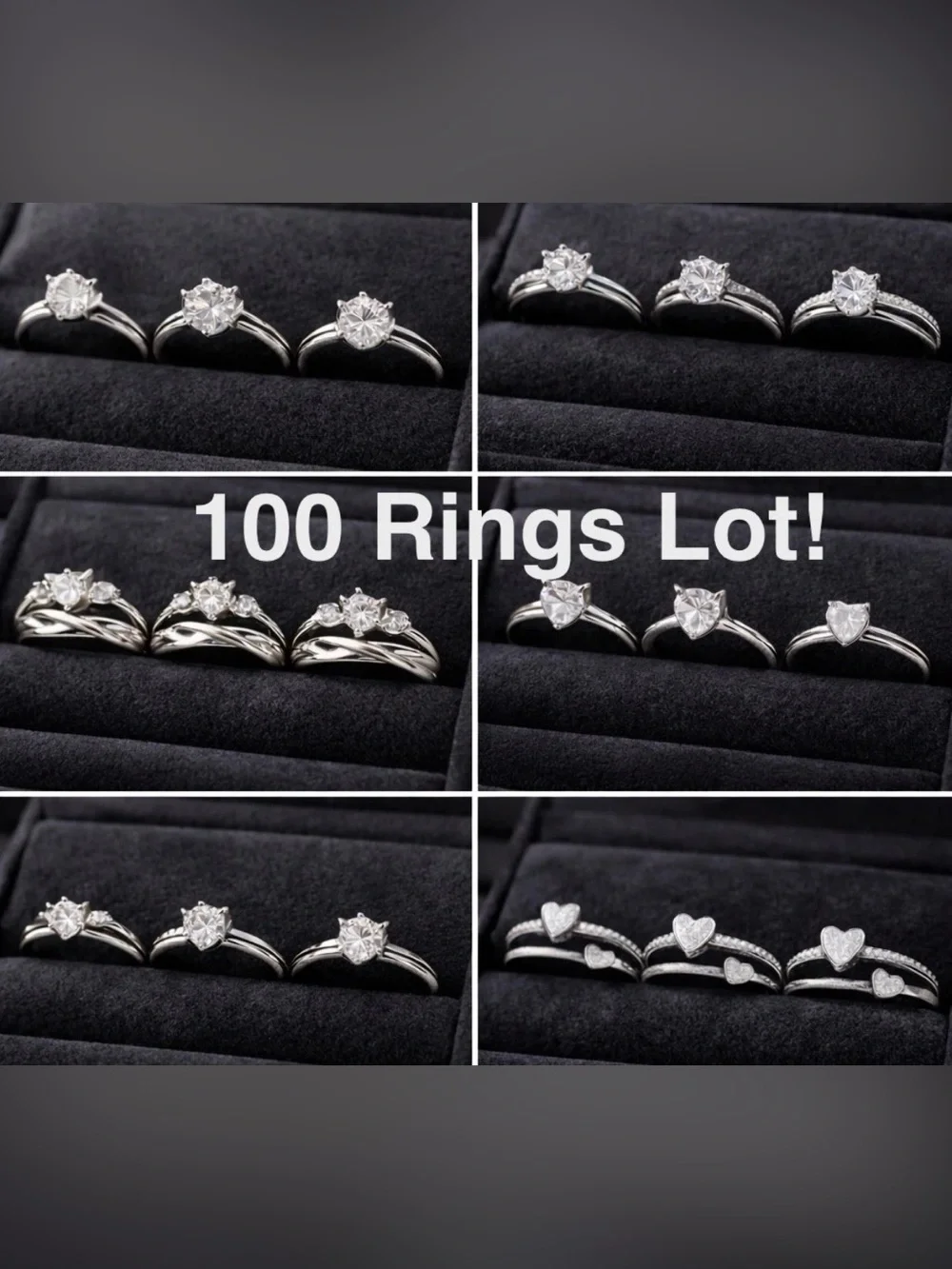 Huge 100 Pieces Jewelry Lot Adjustable Rings Crystal Reseller Bulk Lot Wholesale